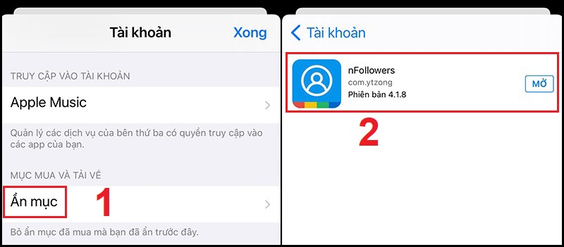 Mở Ẩn mục trong App Store