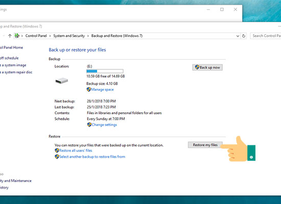 Sao lưu và khôi phục dữ liệu Windows 10 với Backup and Restore