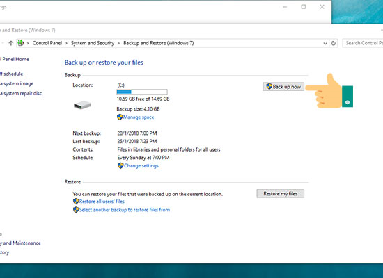 Sao lưu và khôi phục dữ liệu Windows 10 với Backup and Restore