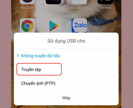 Bước 3: Tiếp theo chọn vào Truyền tệp.