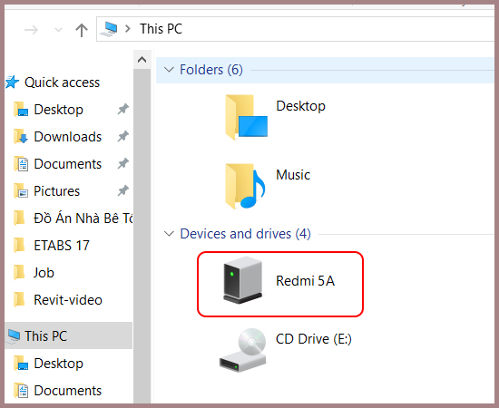 Bước 4: Lúc này trên máy tính sẽ xuất hiện thiết bị của bạn, bạn chỉ việc nhấp vào để thực hiện việc sao chép, thêm dữ liệu qua lại giữa điện thoại và máy tính.
