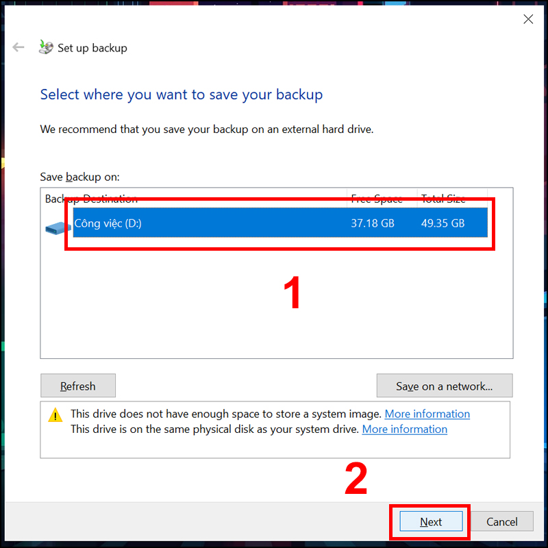 Cách Backup (Sao lưu) Windows 10