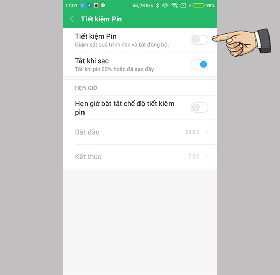 Kích hoạt tiết kiệm Pin