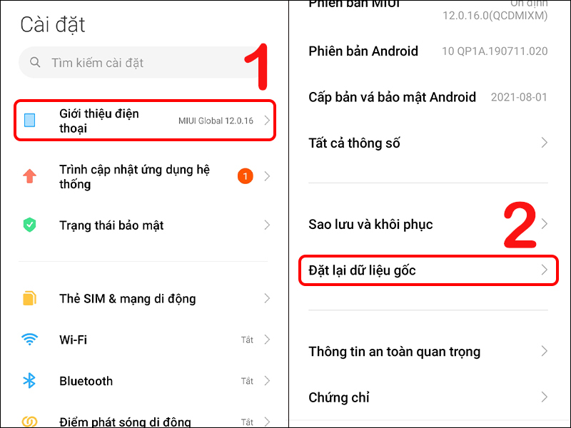 C&aacute;ch kh&ocirc;i phục c&agrave;i đặt gốc điện thoại Xiaomi