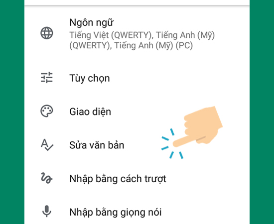 vào Sửa văn bản