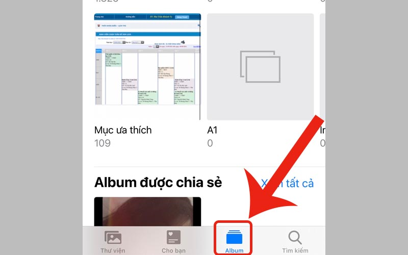 Chọn Album trong ứng dụng Ảnh
