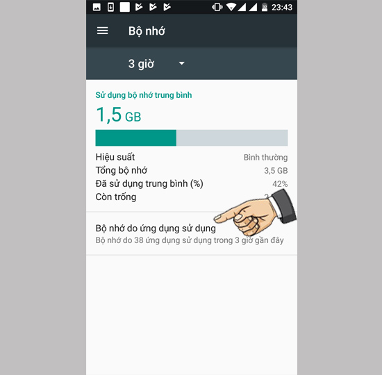Chọn bộ nhớ do ứng dụng sử dụng