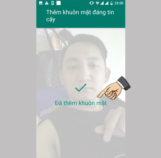 Quét khuôn mặt và chọn Tiếp theo