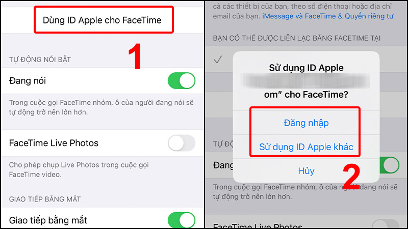 Cho phép dùng ID Apple để gọi hoặc nhận cuộc gọi FaceTime 