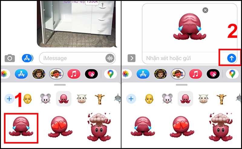 Chọn và gửi nhãn dán trên iMessage