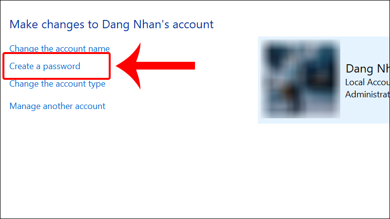 Nhấn vào Create a password để tạo mật khẩu mới
