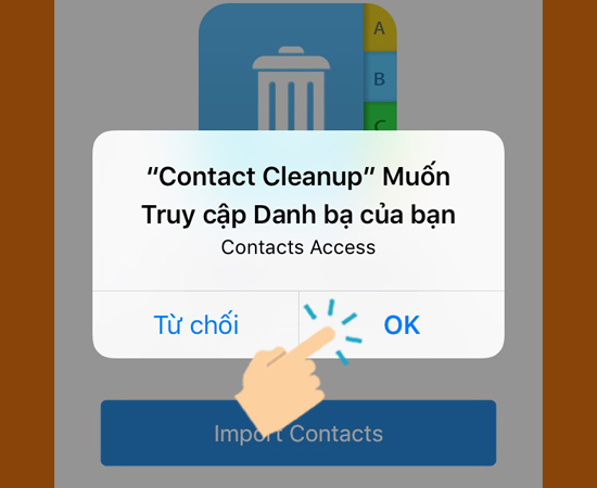 Cho phép Contact Cleanup Truy cập danh bạ