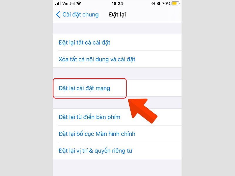 Đặt lại cài đặt mạng của điện thoại