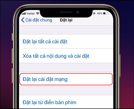 đặt lại cài đặt mạng