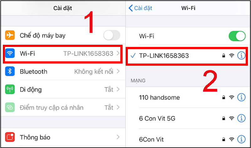 Nhấn vào tên Wi-Fi bạn muốn đổi DNS