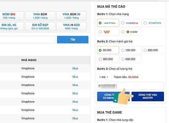 Cách mua thẻ cào online tại Thegioididong.com
