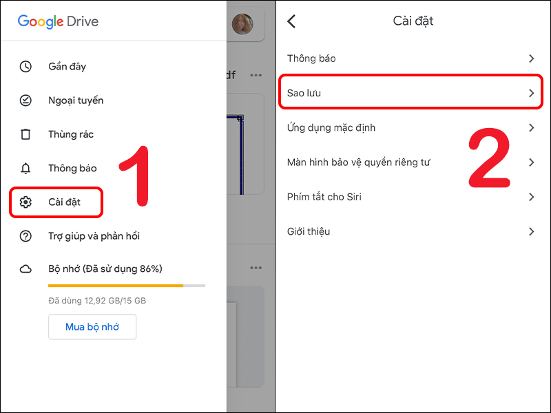 Sao lưu dữ liệu trên Google Drive