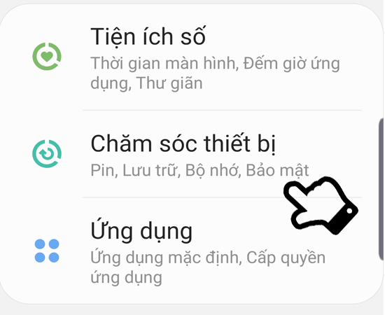 Chọn Chăm sóc thiết bị