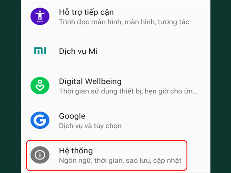 Bước 1: Vào Cài đặt > Chọn Hệ thống.