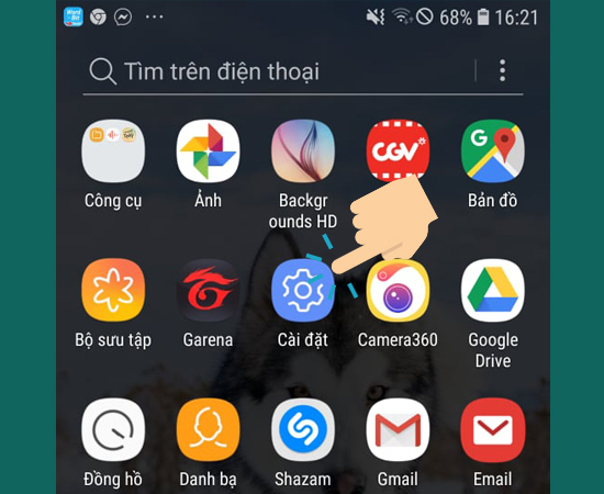 vào Cài đặt