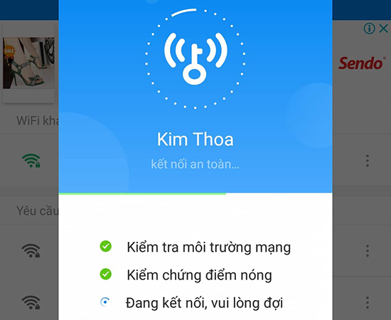 - Bước 4: Chờ ứng dụng kết nối đến wifi.