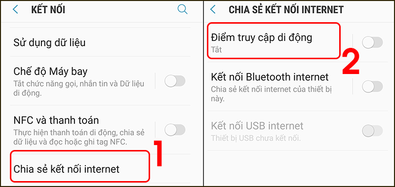 chia sẻ kết nối Internet