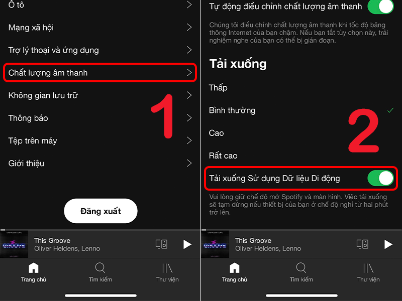 Cho phép sử dụng dữ liệu di động để tải nhạc trên Spotify