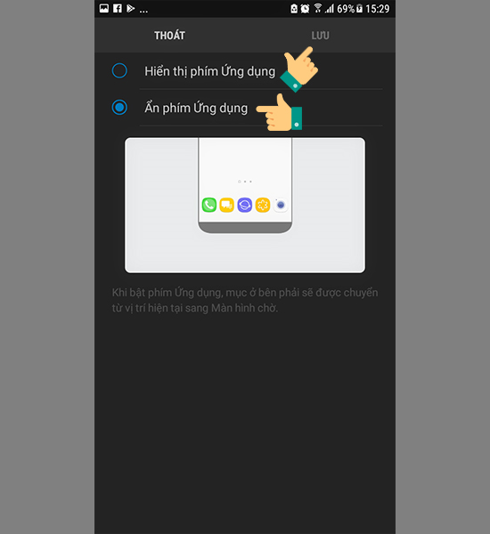 Chọn ẩn phím ứng dụng