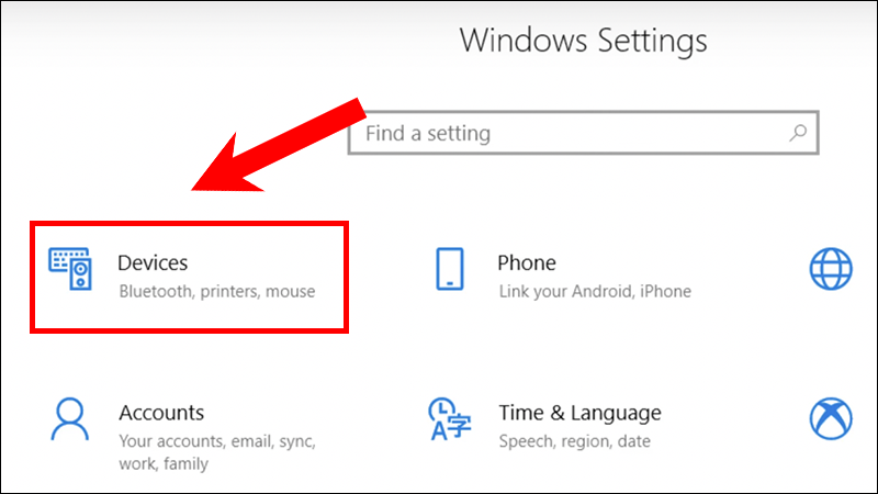 Trong Cài đặt, bạn ấn chọn Devices
