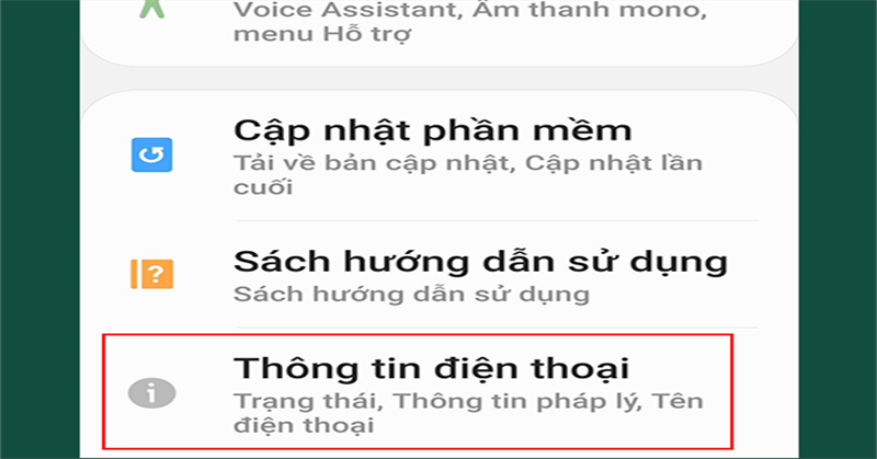 Bước 1:  Vào Cài đặt > Chọn Thông tin điện thoại.