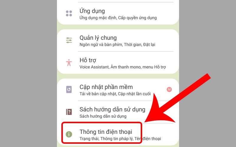 Chọn mục Thông tin điện thoại