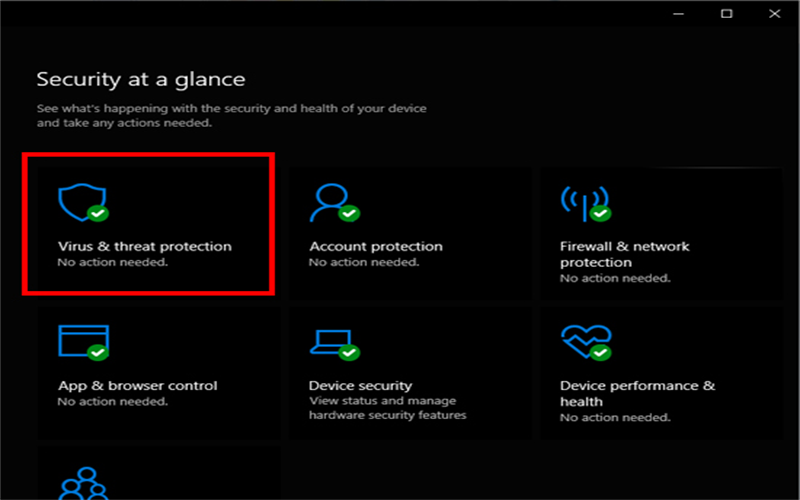 Bước 2: Chọn Virus & threat protection.