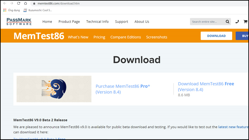 Tải về phần mềm MemTest86