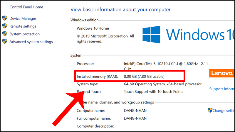 Tham khảo dung lượng RAM