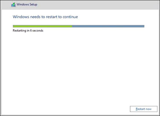 Máy sẽ khởi động lại và quay về màn hình thiết lập Windows lần đầu