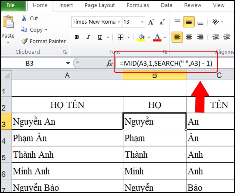 Hướng Dẫn Sử Dụng Hàm MID Trong Excel