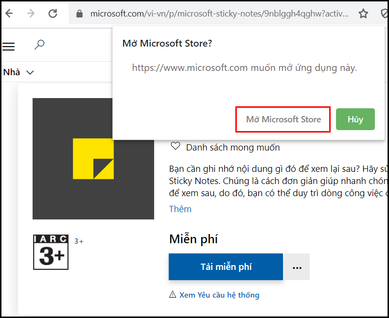 Mở Microsoft Store