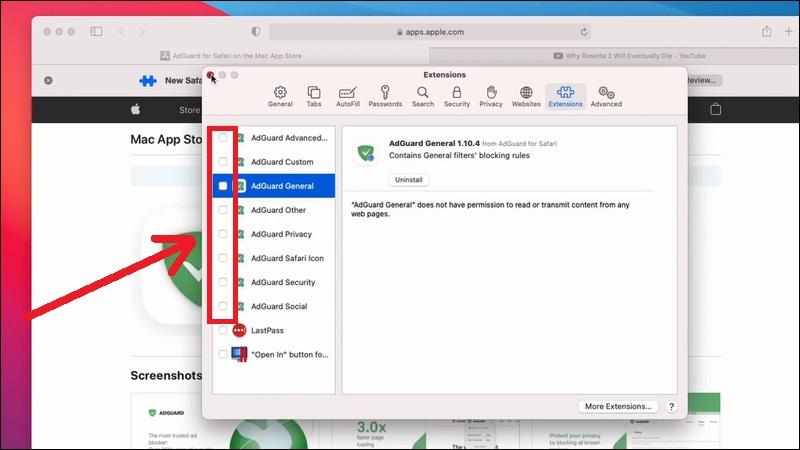 Tắt hết đề xuất AdGuard y&ecirc;u cầu