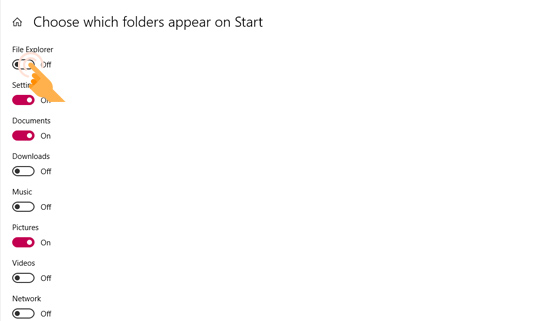 OFF các tùy chọn hiển thị không mong muốn