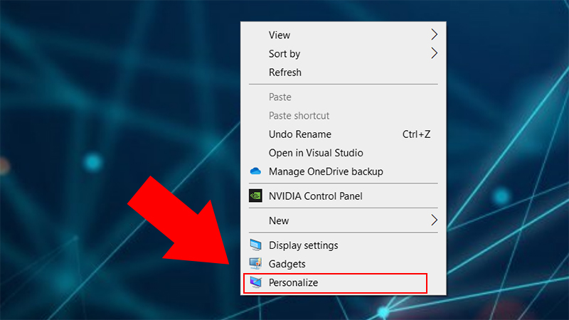Bước 1: Click chuột phải vào màn hình Desktop > chọn Personalize.
