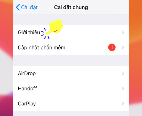 Bước 3: Sau đó bạn chọn vào Giới thiệu.