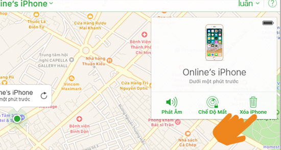 ​Chọn xóa iPhone