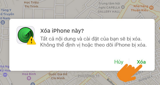 Đồng ý quá trình xóa dữ liệu