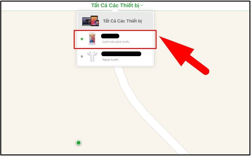 Chọn Thiết bị bạn muốn xem định vị