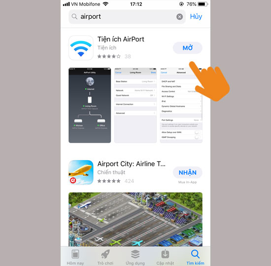 ​Tìm và tải về ứng dụng AirPort Utility