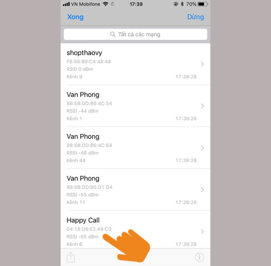 Các wifi có mức đường truyền lân cận