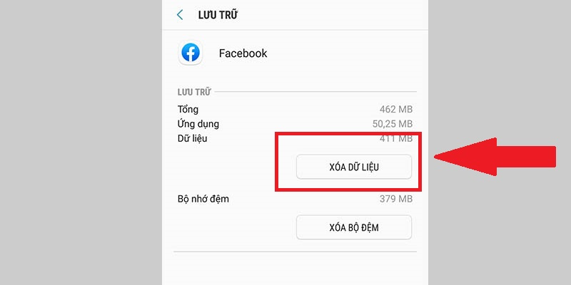 Xóa dữ liệu Facebook