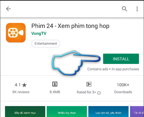 Bước 1: Mở ứng dụng Phim 24 và đăng nhập với tài khoản facebook(nếu app yêu cầu).