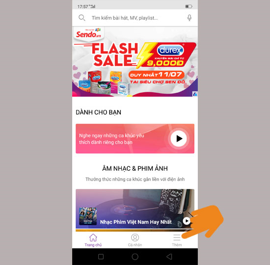 Chọn biểu tượng thêm trong ứng dụng