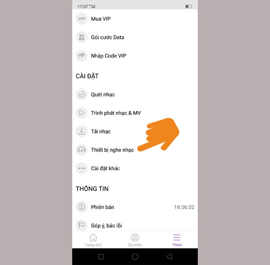 Chọn thiết bị nghe nhạc